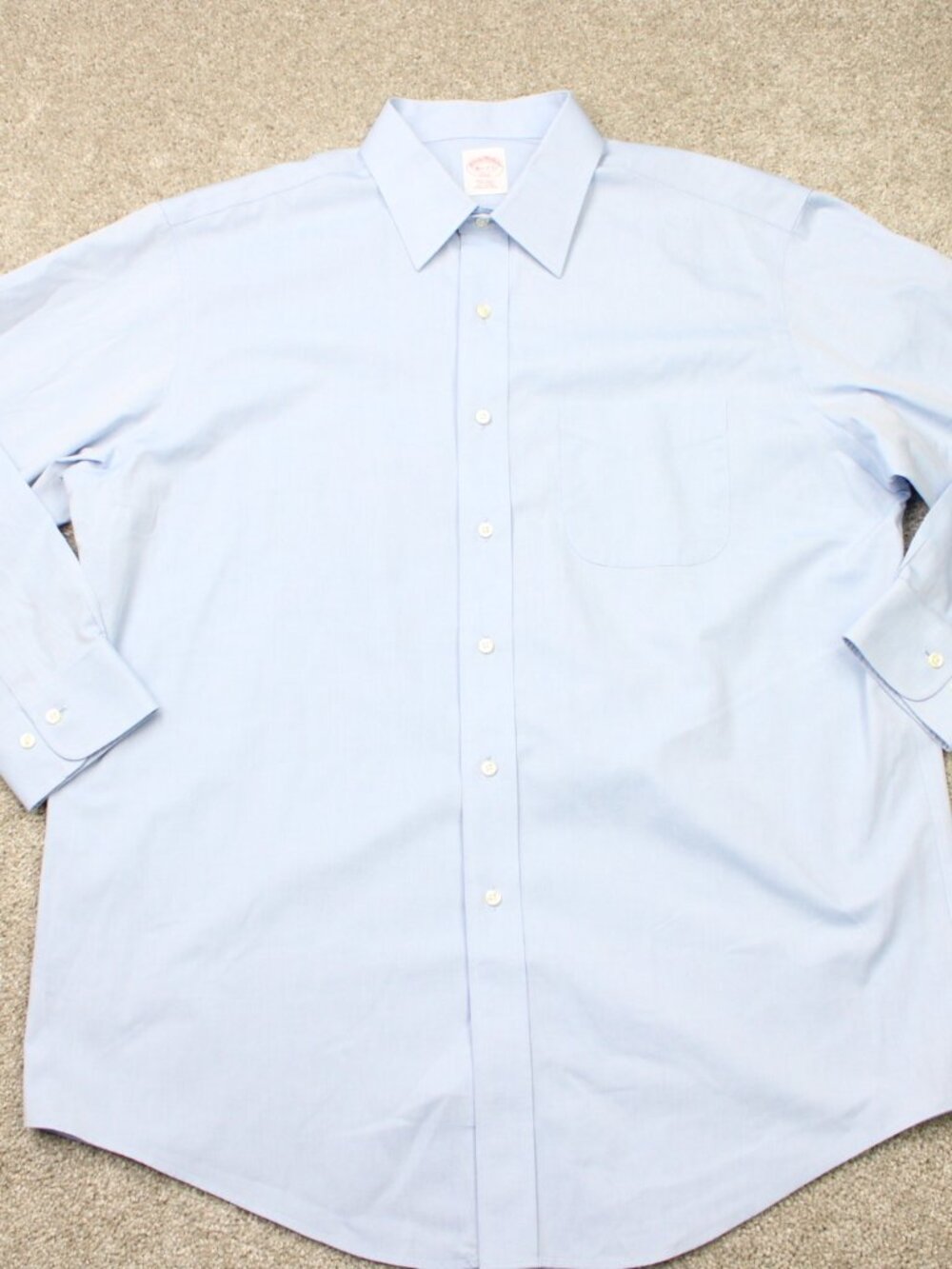 Brooks Brothers 346 Shirt Men 16 1/2, 2/3 BLue Regular Fit Non-Iron Cotton L/S